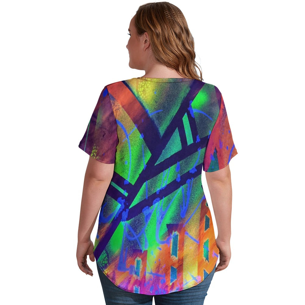 Gavin Scott Ice Silk V-Neck Short-sleeve Shirt (Femme S-5XL)