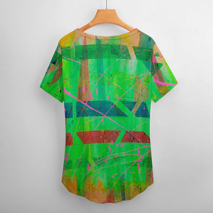 Gavin Scott Ice Silk V-Neck Short-sleeve Shirt (Femme S-5XL)