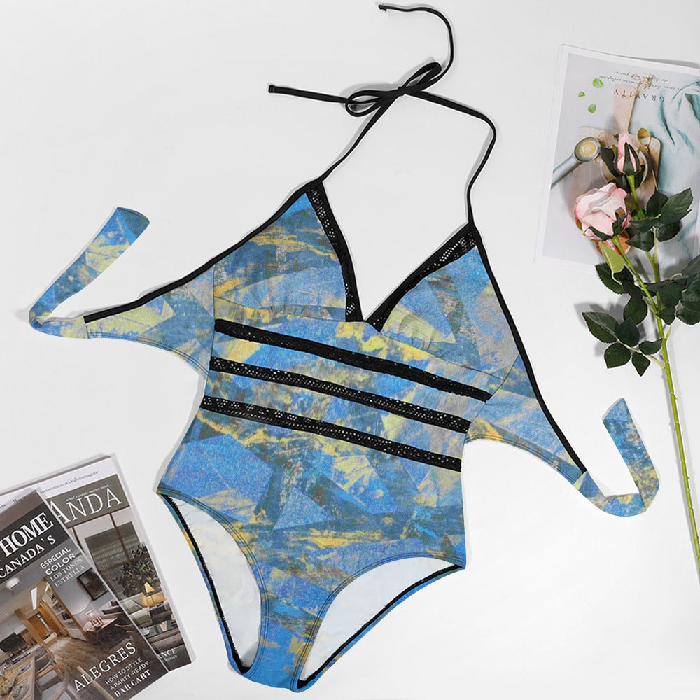 Gavin Scott Lace Halter One-Piece Swimsuit (Femme XL-4XL)