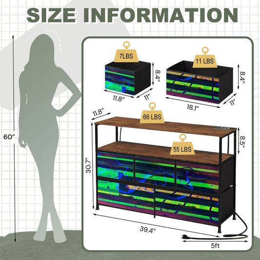 Gavin Scott TV Stand w/5 Drawer Dresser & Charging Station