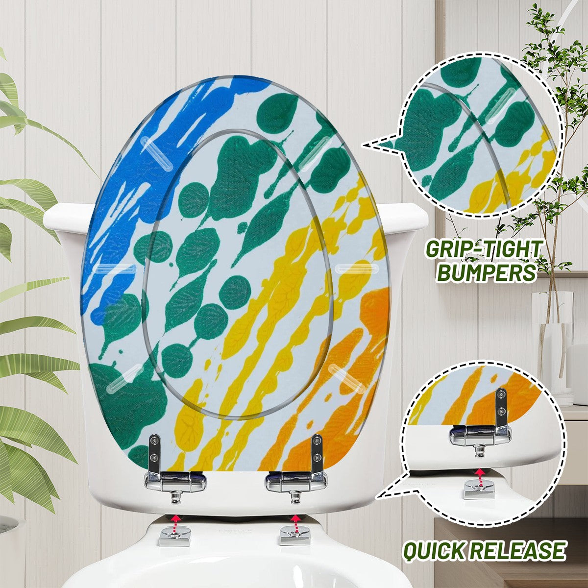 Gavin Scott Elongated Toilet Seat w/Matching Soft-close Lid (V-Shape)