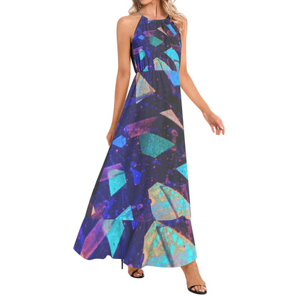 Gavin Scott Ruffle Hem Halter Neck Maxi Dress (Femme XS-3XL)