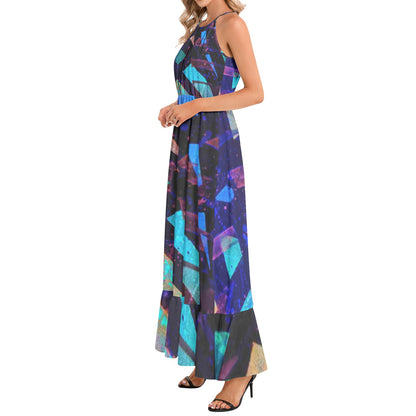 Gavin Scott Ruffle Hem Halter Neck Maxi Dress (Femme XS-3XL)