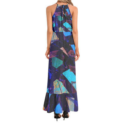 Gavin Scott Ruffle Hem Halter Neck Maxi Dress (Femme XS-3XL)