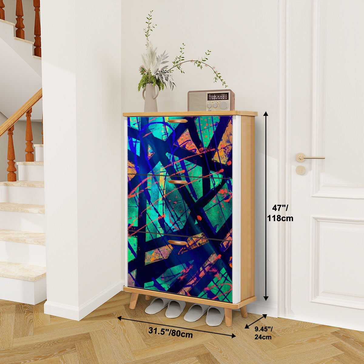 Gavin Scott Wood & Leather Shoe Cabinet