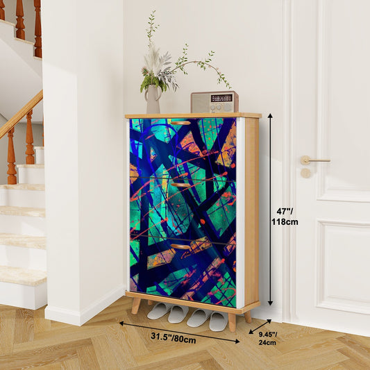 Gavin Scott Wood & Leather Shoe Cabinet