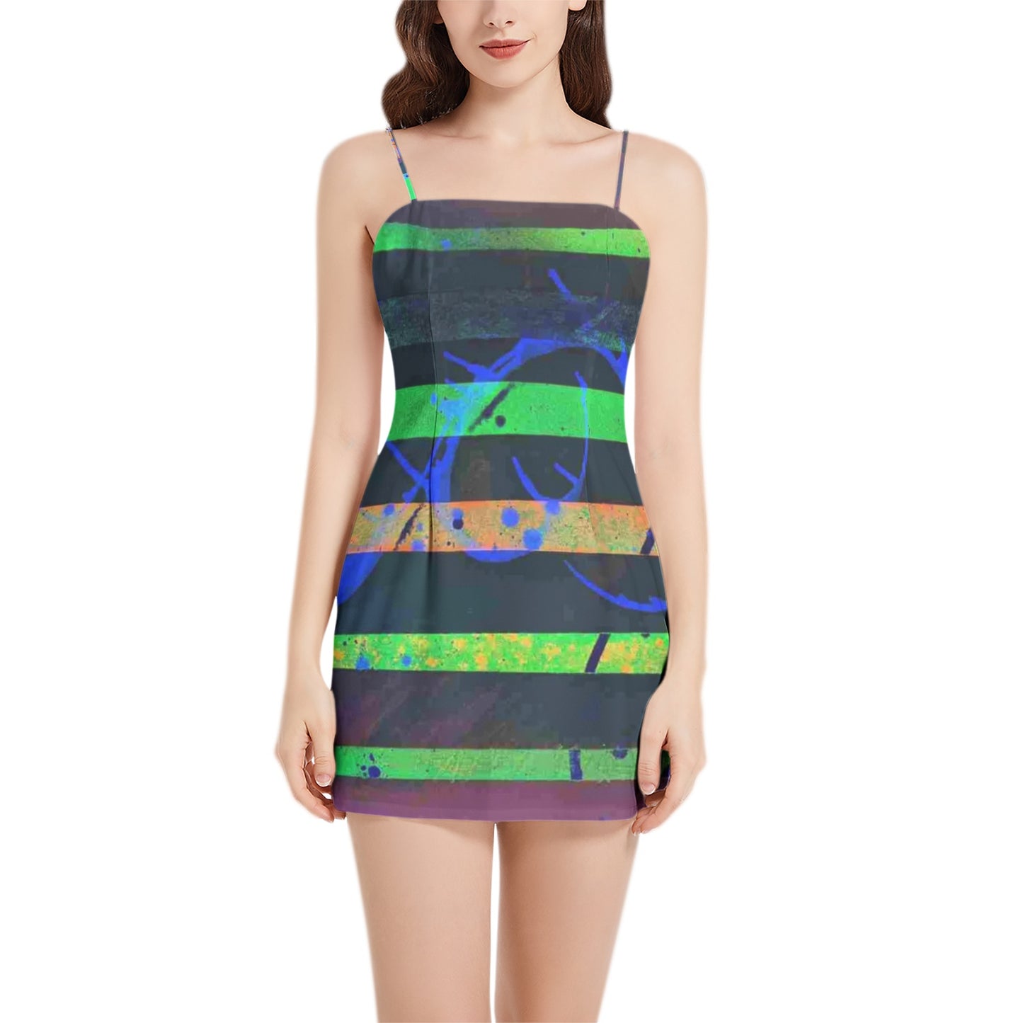 Sleeveless Square Neckline Spaghetti Strap Mini Dress