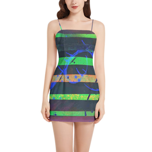 Sleeveless Square Neckline Spaghetti Strap Mini Dress