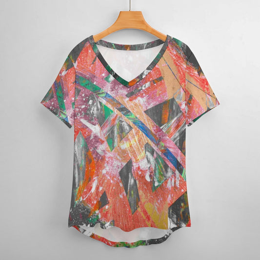 Gavin Scott Ice Silk V-Neck Short-sleeve Shirt (Femme S-5XL)