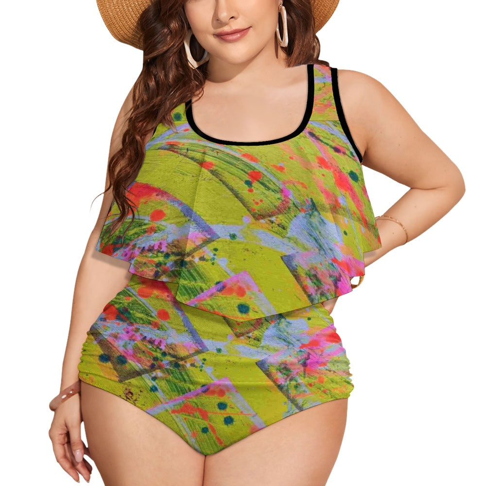 Gavin Scott Ruffled Two Piece Swimsuit (Femme XL-4XL)
