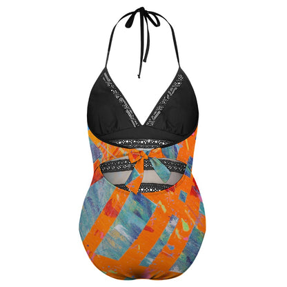 Gavin Scott Lace Halter One-Piece Swimsuit (Femme XL-4XL)