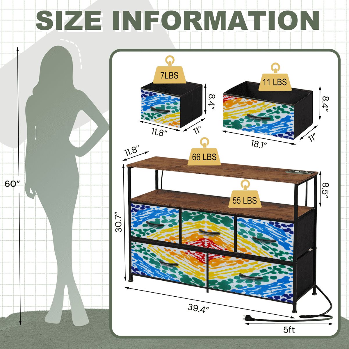 Gavin Scott TV Stand w/5 Drawer Dresser & Charging Station