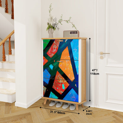 Gavin Scott Wood & Leather Shoe Cabinet