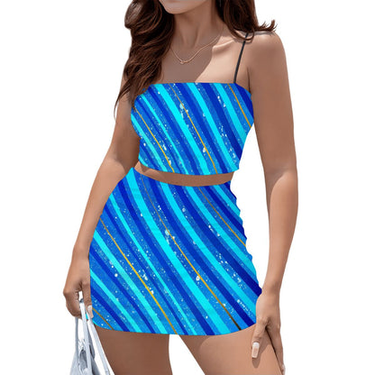Gavin Scott Crop Tank Top & Mini Skirt Set (Femme S-4XL)