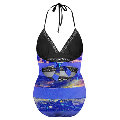 Gavin Scott Lace Halter One-Piece Swimsuit (Femme XL-4XL)