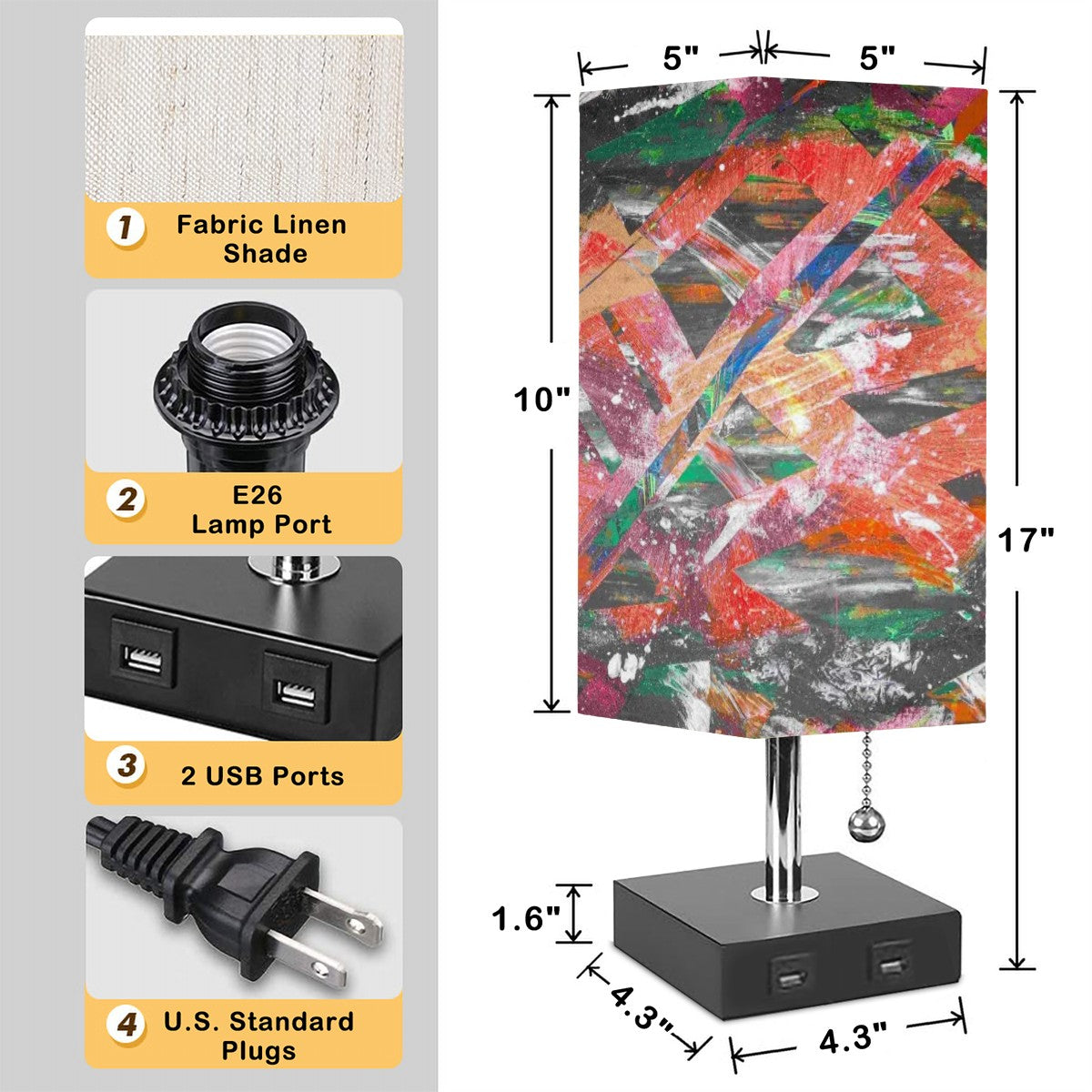 Gavin Scott Square Table Lamp with USB Port
