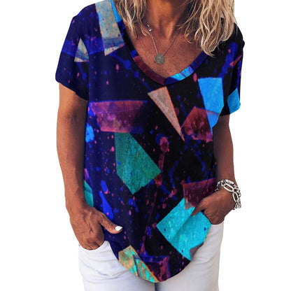 Gavin Scott Ice Silk V-Neck Short-sleeve Shirt (Femme S-5XL)