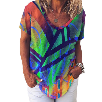 Gavin Scott Ice Silk V-Neck Short-sleeve Shirt (Femme S-5XL)