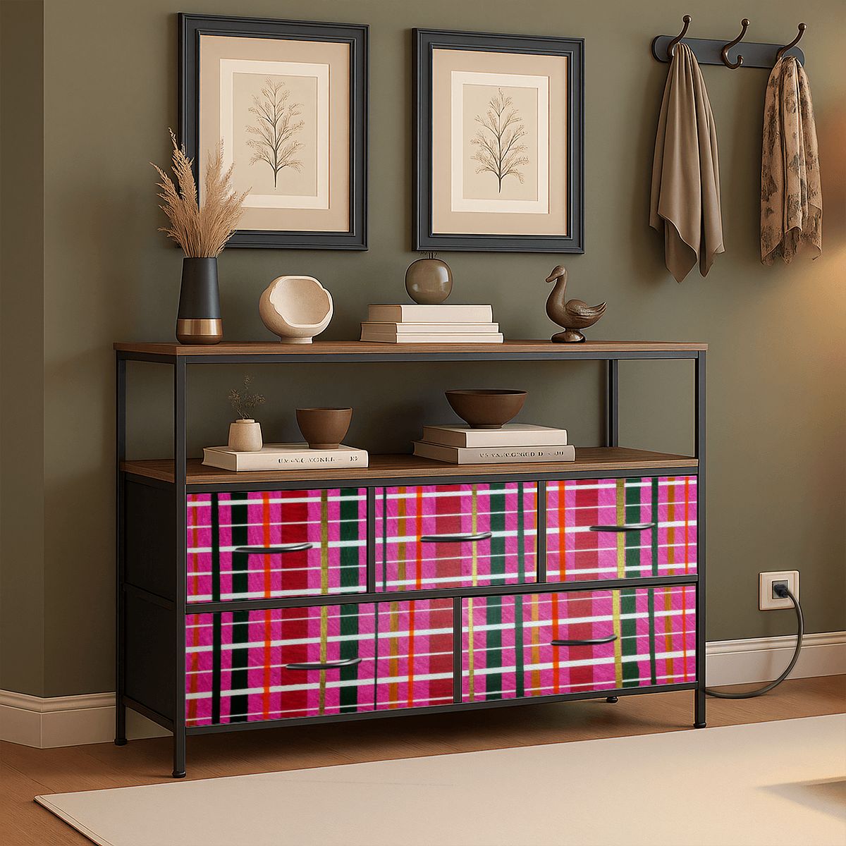 Gavin Scott TV Stand w/5 Drawer Dresser & Charging Station