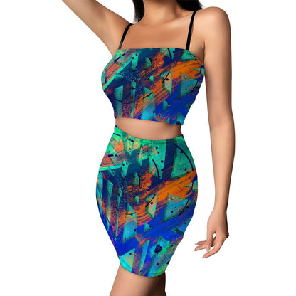 Gavin Scott Crop Tank Top & Mini Skirt Set (Femme S-4XL)