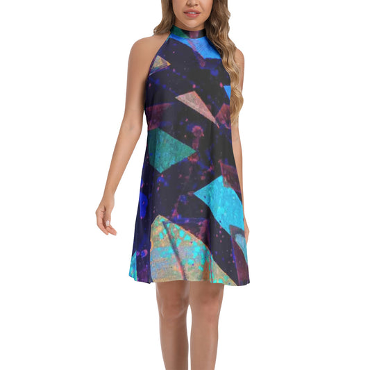 Gavin Scott Tie Back Halter Neck Flared Dress (Femme XS-3XL)