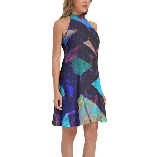 Gavin Scott Tie Back Halter Neck Flared Dress (Femme XS-3XL)