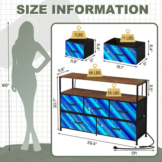 Gavin Scott TV Stand w/5 Drawer Dresser & Charging Station