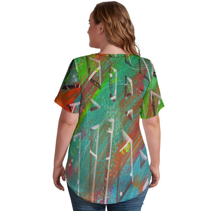 Gavin Scott Ice Silk V-Neck Short-sleeve Shirt (Femme S-5XL)