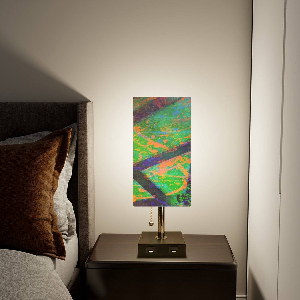Gavin Scott Square Table Lamp with two USB Ports