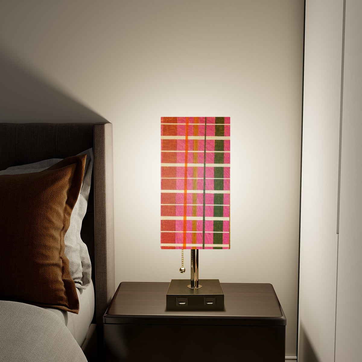 Gavin Scott Square Table Lamp with two USB Ports