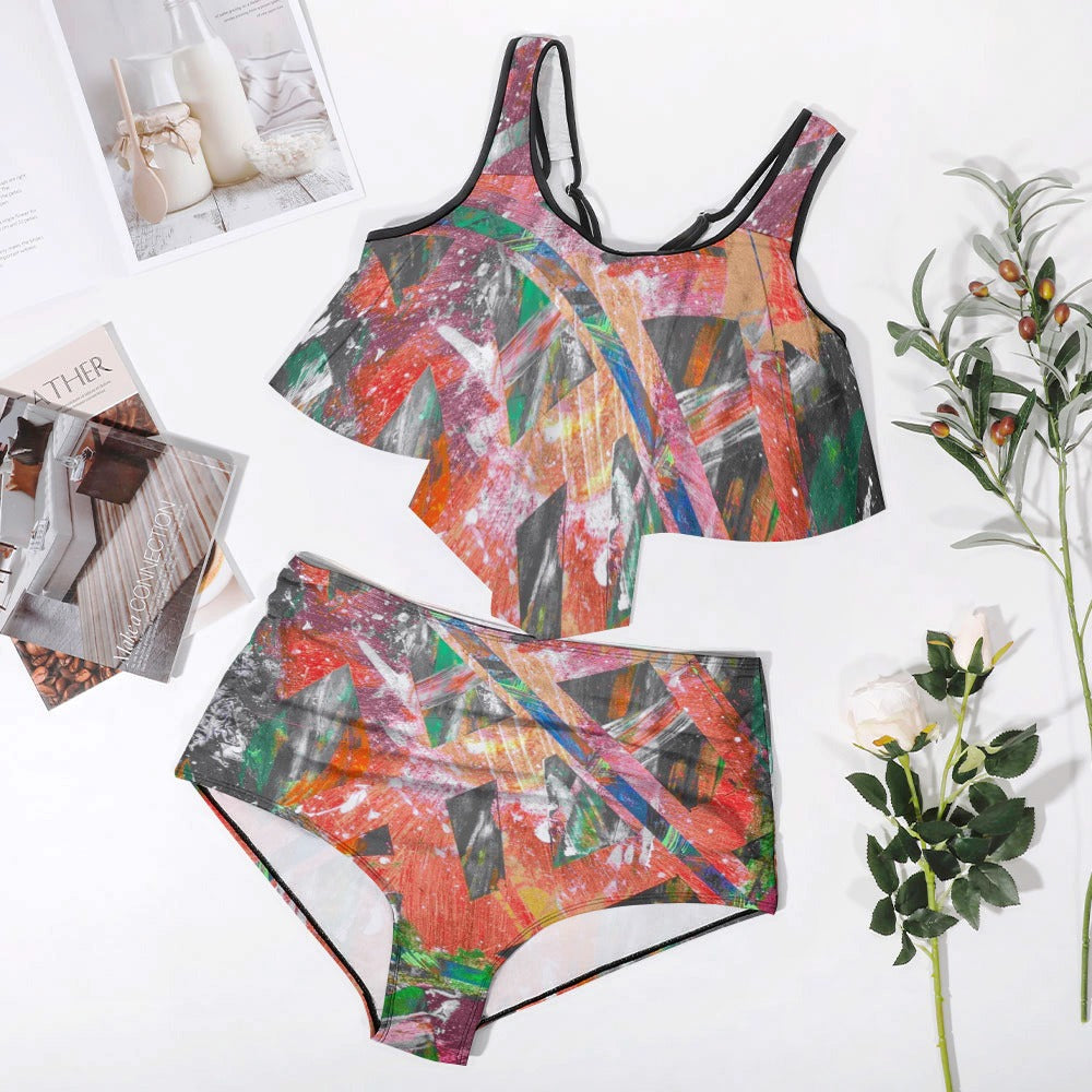 Gavin Scott Ruffled Two Piece Swimsuit (Femme XL-4XL)