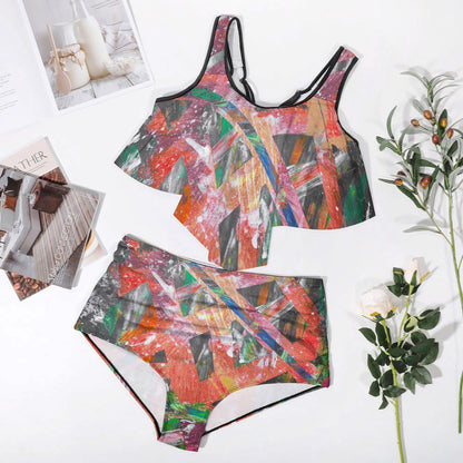 Gavin Scott Ruffled Two Piece Swimsuit (Femme XL-4XL)