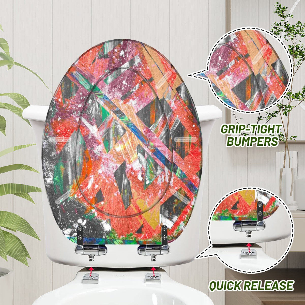 Gavin Scott Elongated Toilet Seat w/Matching Soft-close Lid (V-Shape)