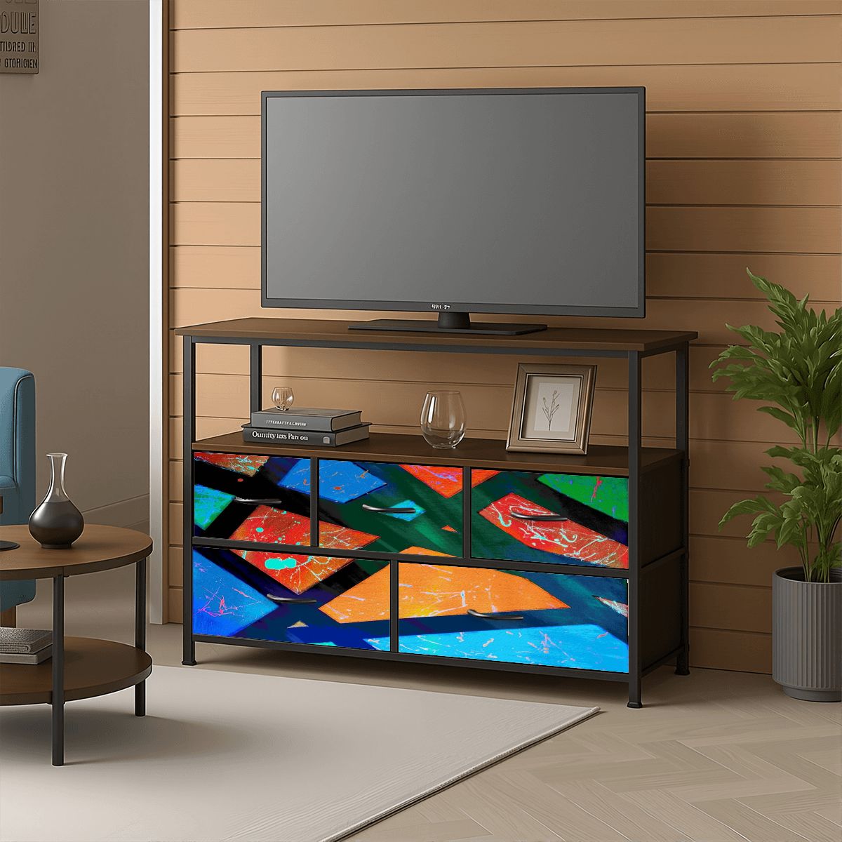 Gavin Scott TV Stand w/5 Drawer Dresser & Charging Station