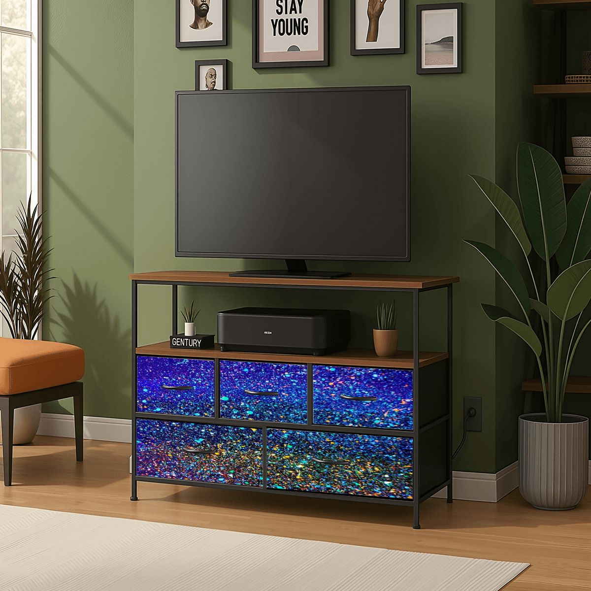 Gavin Scott TV Stand w/5 Drawer Dresser & Charging Station