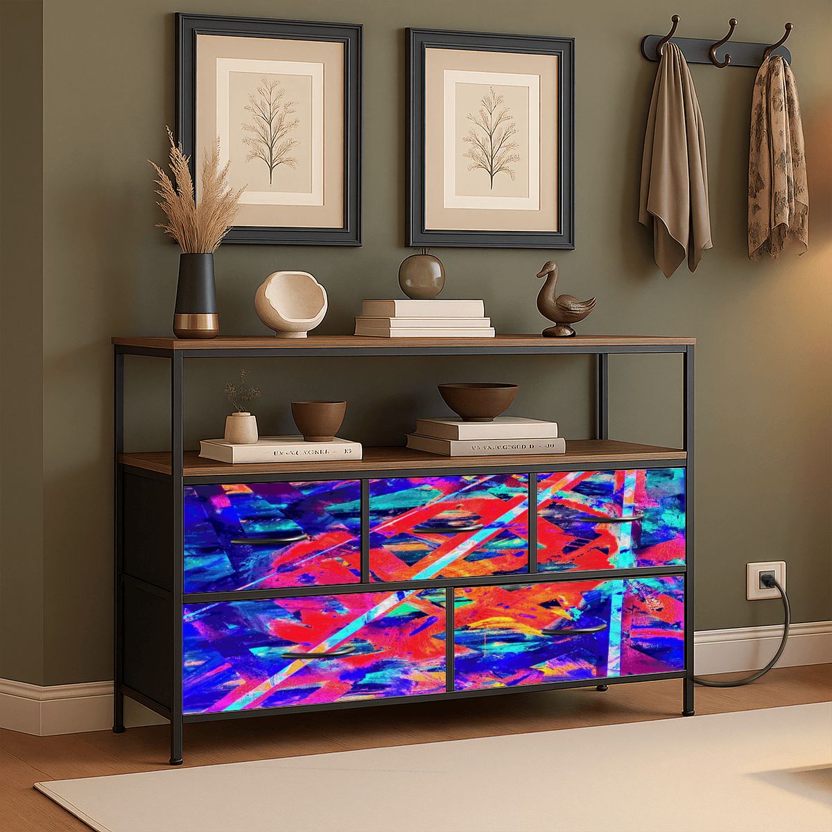 Gavin Scott TV Stand w/5 Drawer Dresser & Charging Station