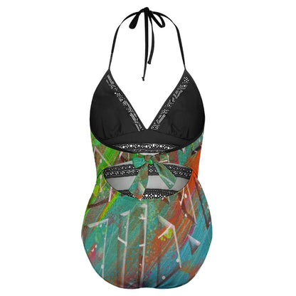 Gavin Scott Lace Halter One-Piece Swimsuit (Femme XL-4XL)