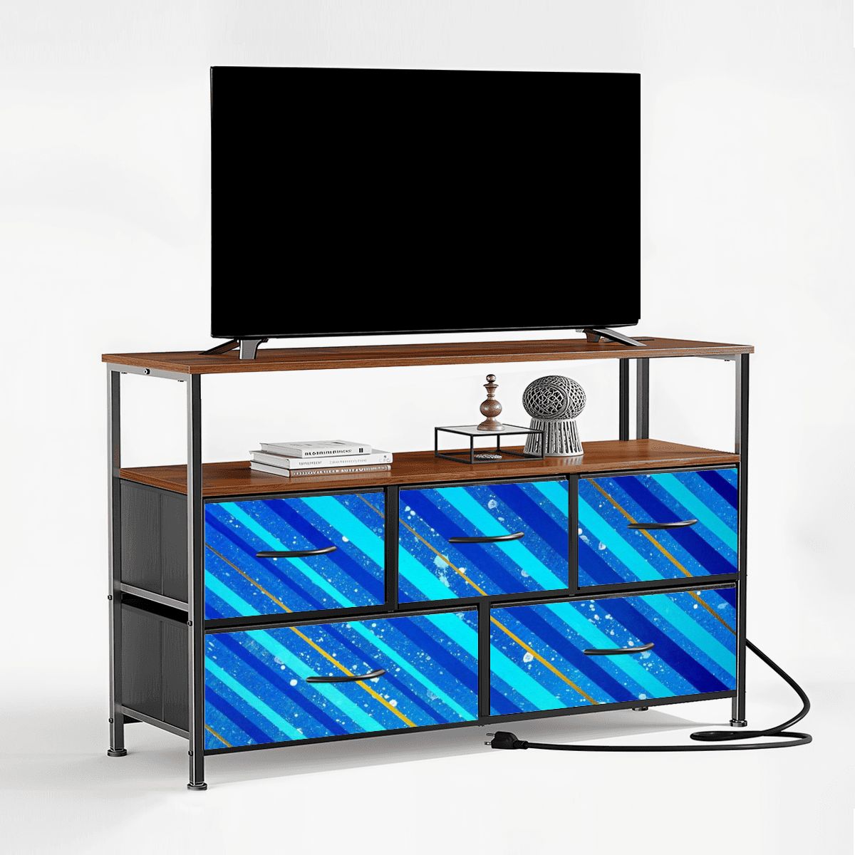 Gavin Scott TV Stand w/5 Drawer Dresser & Charging Station