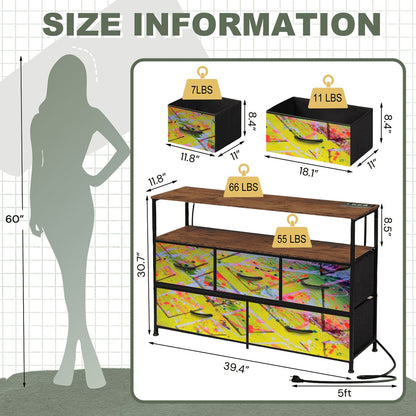 Gavin Scott TV Stand w/5 Drawer Dresser & Charging Station