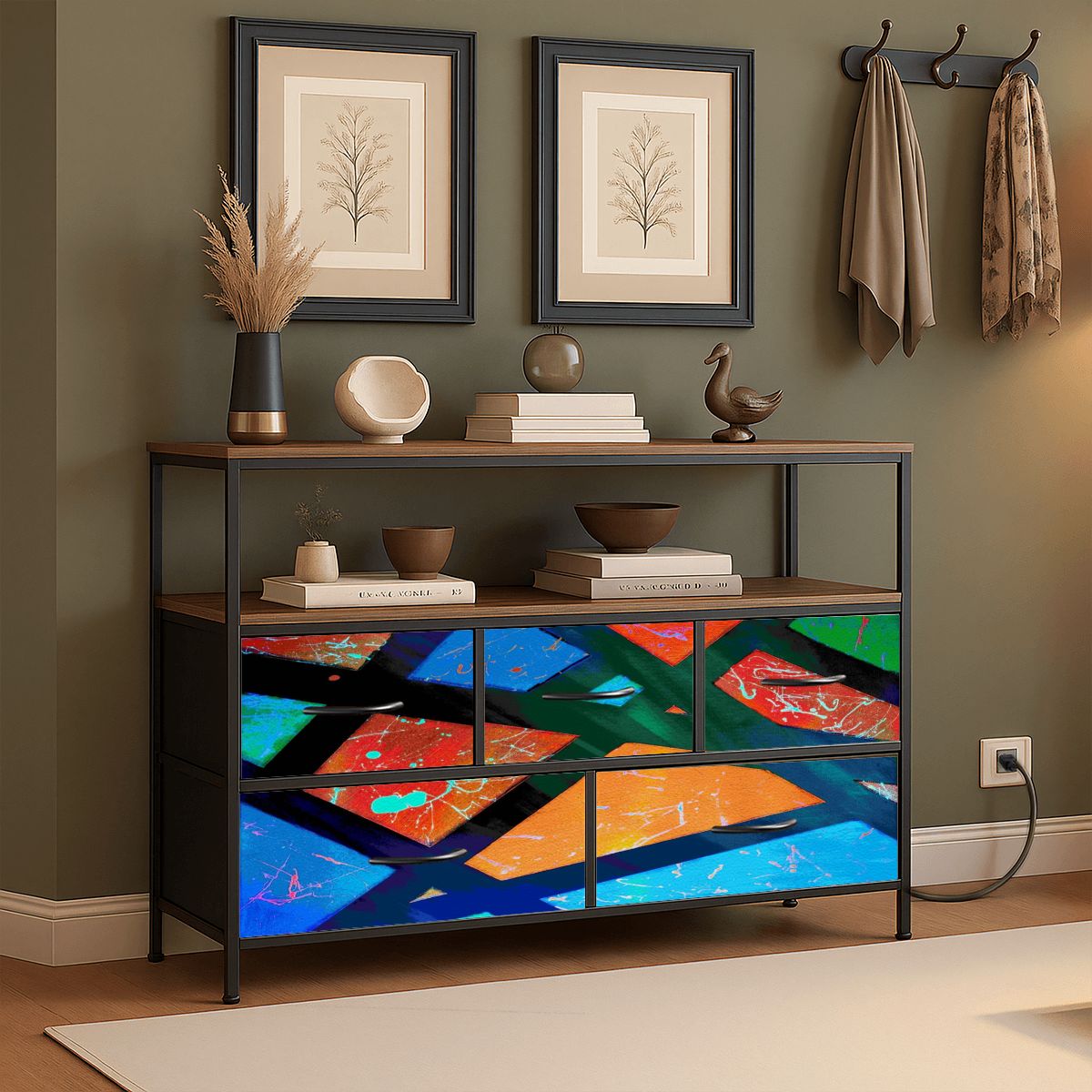 Gavin Scott TV Stand w/5 Drawer Dresser & Charging Station