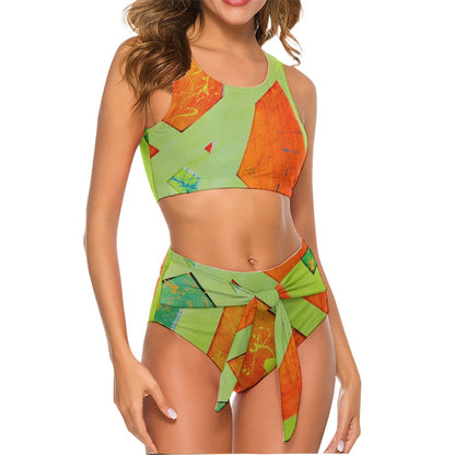 Gavin Scott Tie Front Two-Piece Swimsuit (Femme S-2XL)