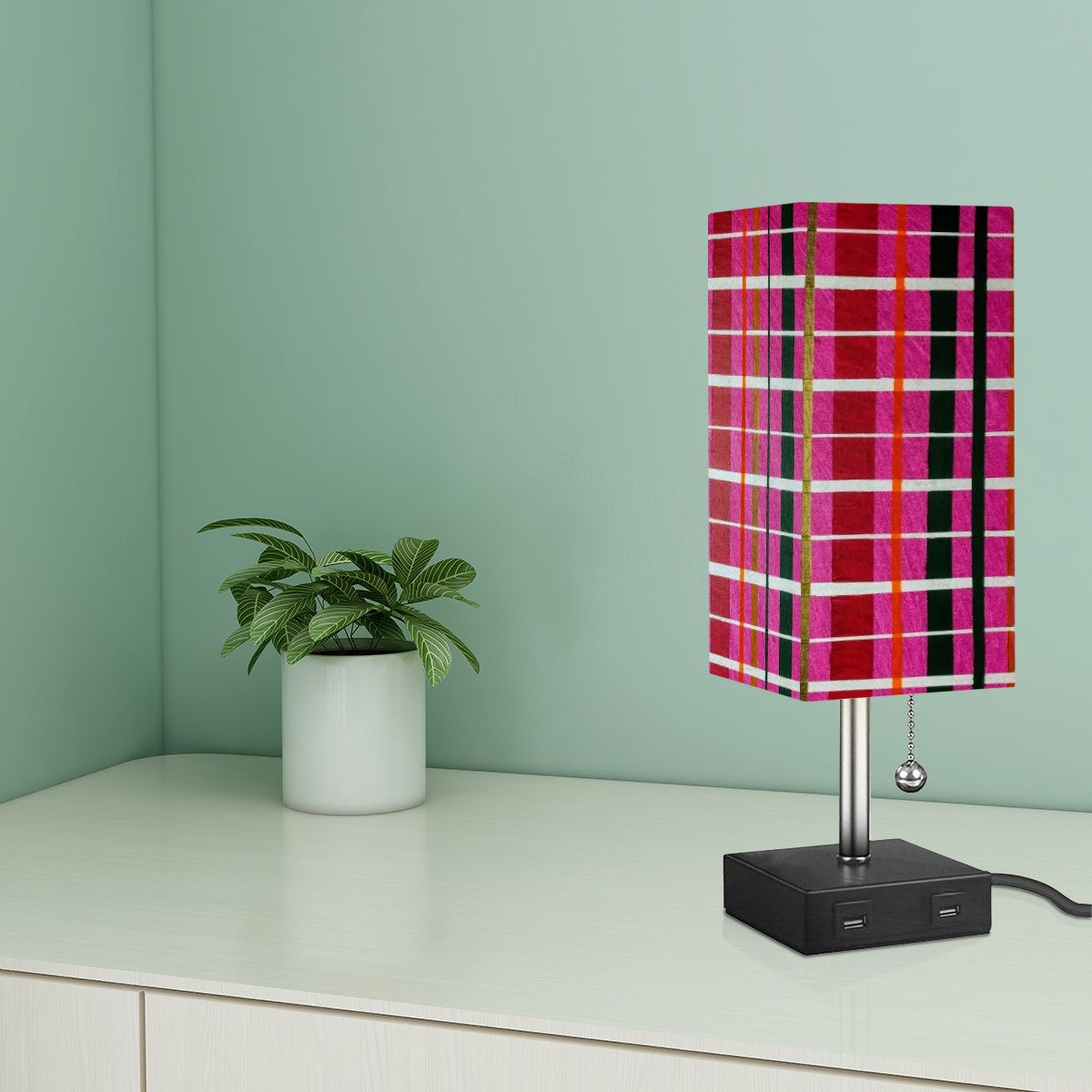 Gavin Scott Square Table Lamp with two USB Ports