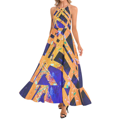 Gavin Scott Ruffle Hem Halter Neck Maxi Dress (Femme XS-3XL)