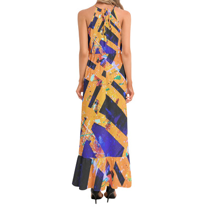 Gavin Scott Ruffle Hem Halter Neck Maxi Dress (Femme XS-3XL)