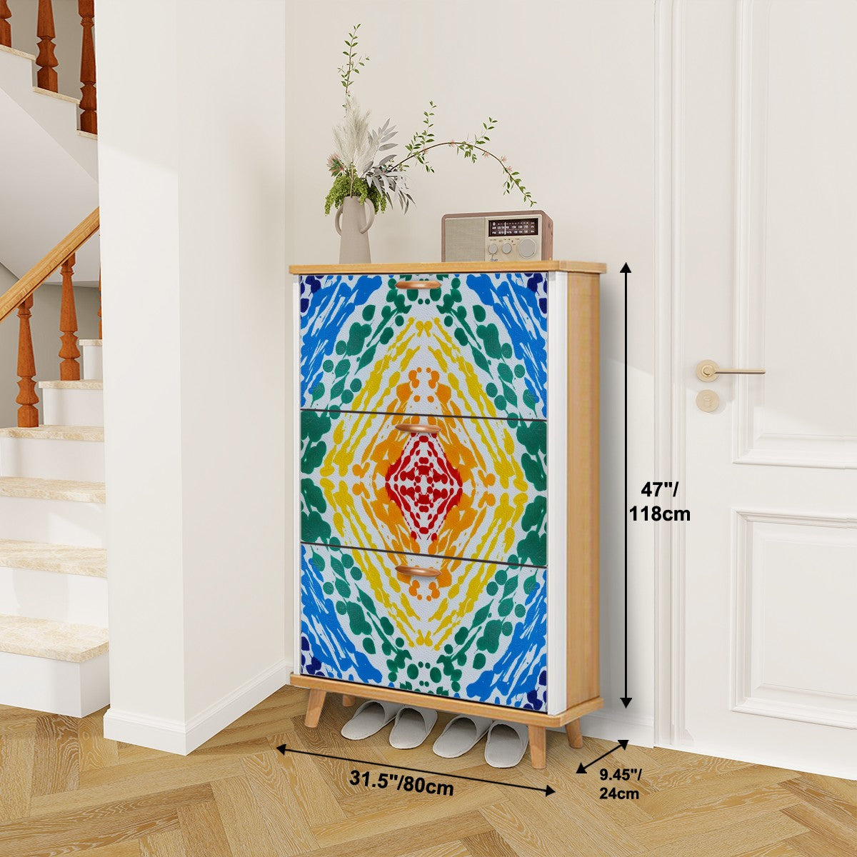 Gavin Scott Wood & Leather Shoe Cabinet