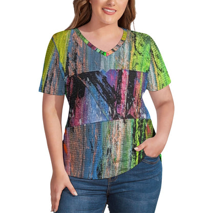 Gavin Scott Ice Silk V-Neck Short-sleeve Shirt (Femme S-5XL)