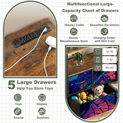 Gavin Scott TV Stand w/5 Drawer Dresser & Charging Station