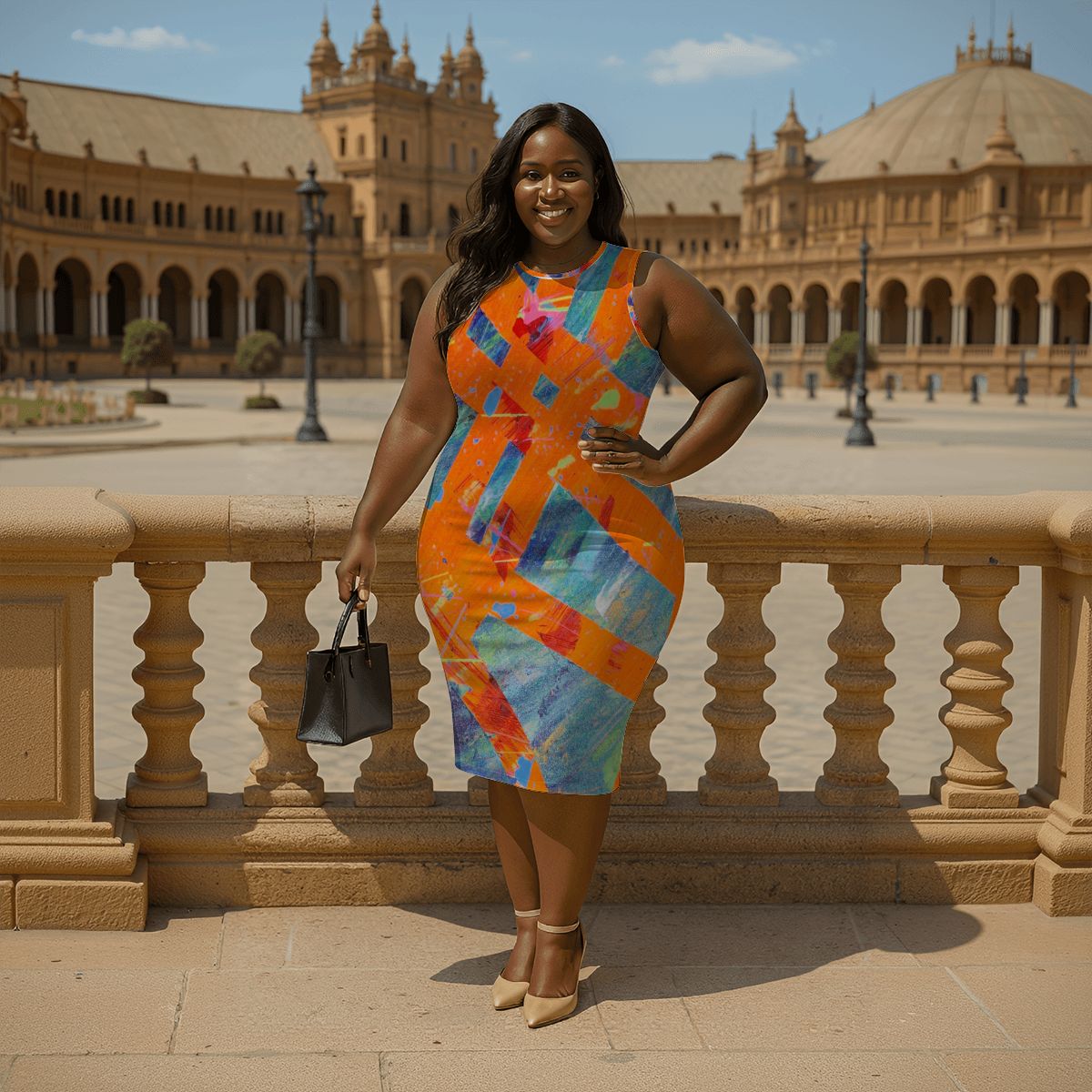 Gavin Scott Sleeveless Bodycon Dress (Femme L-4XL)