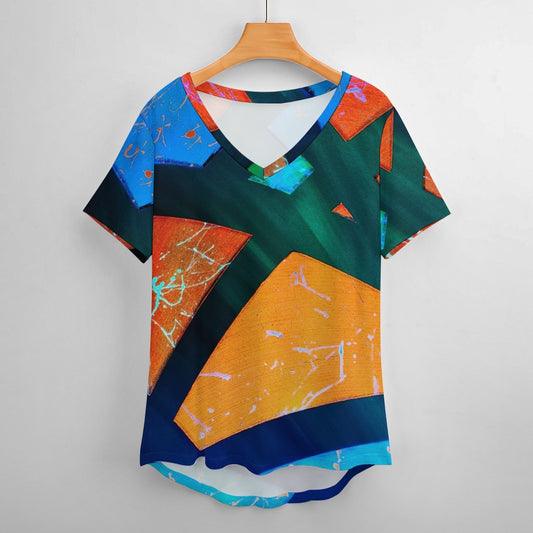 Gavin Scott Ice Silk V-Neck Short-sleeve Shirt (Femme S-5XL)