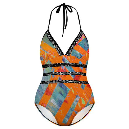 Gavin Scott Lace Halter One-Piece Swimsuit (Femme XL-4XL)